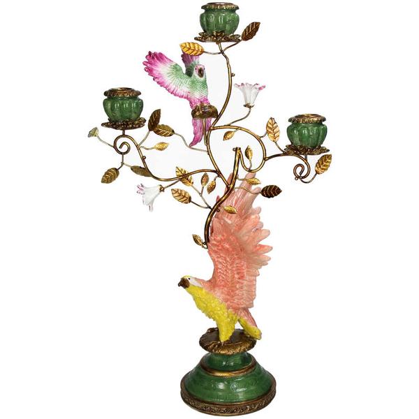 Kerzenständer Adler – Bunt – 3 Kerzen – 27,5x19,5x46 cm – Polyresin & Metall – Dekoration Wohnzimmer & Esstisch