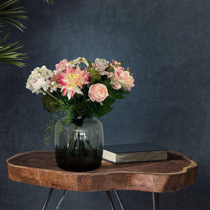 Kunstblumenstrauß – Pastell Liebhaber – 40cm – Hochwertige Kunstblumen in Rosa, Creme & Grün – Dekorativer Strauß für Zuhause, Büro & Geschenkideen