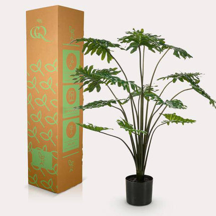 Kunstpflanze Philodendron – 105cm – Hochwertige künstliche Pflanze mit naturgetreuen großen Blättern – Immergrüne Dekopflanze für Wohnzimmer, Büro & Innenräume – Pflegefrei & langlebig