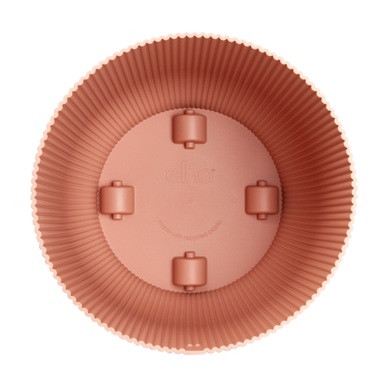 Pflanztopf Vibes Fold – Rosa – D35cm x H33cm – Blumentopf mit Rillenstruktur – Mit Wasserablauf & Rollen – Übertopf für große Zimmerpflanzen