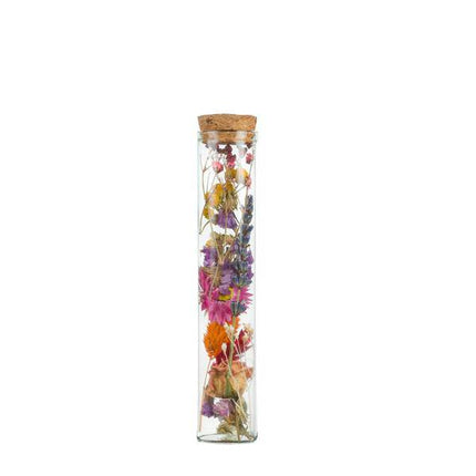 Getrocknete Blumen – Wunschflasche – Multi – 6 Stück – Höhe ca. 15cm – Kleine Glasflaschen mit Trockenblumen – Dekoration & Geschenkidee – Tischdeko Hochzeit Geburtstag