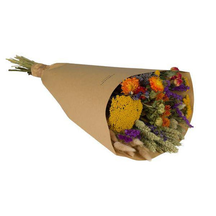 Getrocknete Blumen – Feld Blumenstrauß Groß – Orange – ↕60cm – Rustikales Trockenblumenarrangement mit Lila Gelb Pastelltönen – Deko & Geschenk