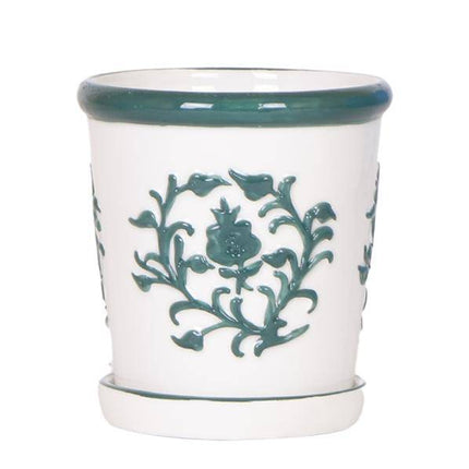 Malaga Topf – Grün – Ø9cm – Blumentopf aus Keramik im mediterranen Stil – Handgefertigte Optik