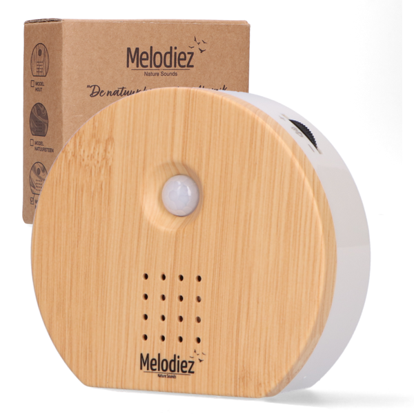 Melodiez Spieluhr Holz – Melody Nature Box mit Bewegungsmelder – Naturklänge wie Vogelgezwitscher, Meeresrauschen & Dschungel