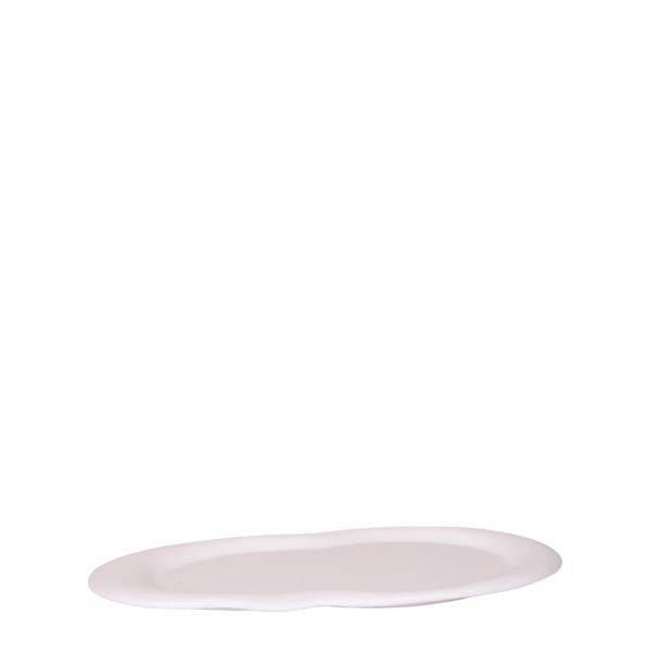Wolkenteller Ovales Tablett – Weiß – Ø30cm – Dekotablett aus Metall für Orchideen, Pflanzensets & Wohnaccessoires – Modernes Deko