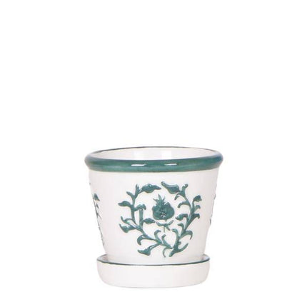 Malaga Topf – Grün – Ø6cm – Dekorativer Blumentopf aus Keramik im mediterranen Stil – Handgefertigte Optik – Pflanzgefäß für Zimmerpflanzen & Deko