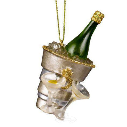 Weihnachtsbaumkugel Champagner mit Gläsern – 3D Resin Design – Festliche Deko Kugel in strahlendem Weiß mit elegantem Glanz