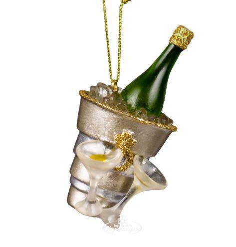 Weihnachtsbaumkugel Champagner mit Gläsern – 3D Resin Design – Festliche Deko Kugel in strahlendem Weiß mit elegantem Glanz