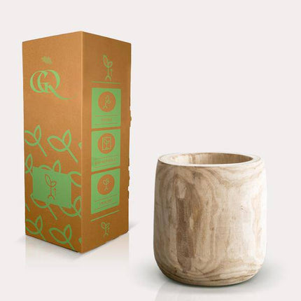 Blumentopf Pia – Holz Hellbraun – Größe L – H31cm x B29cm – Hochwertiger Pflanztopf aus Paulownia-Holz – Rustikaler Pflanzkübel für Kunstpflanzen & Zimmerpflanzen – Nachhaltig & dekorativ