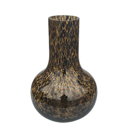 Glasvase Seim Gepard – H37cm B25cm – Mundgeblasene Vase mit Leopardenmuster – Dekorative Blumenvase & Wohnaccessoire