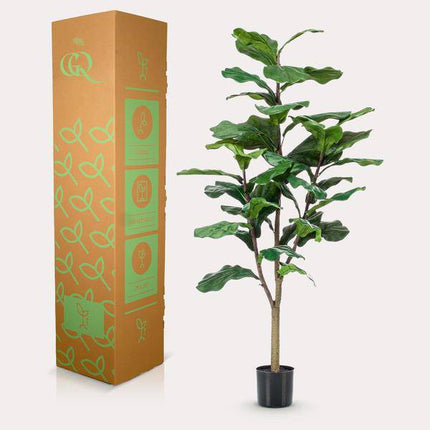 Kunstpflanze Ficus Lyrata – Geigen-Feige – 120cm – Hochwertige künstliche Pflanze mit großen naturgetreuen Blättern – Immergrüne Dekopflanze für Wohnzimmer, Büro & Innenräume – Pflegefrei & langlebig