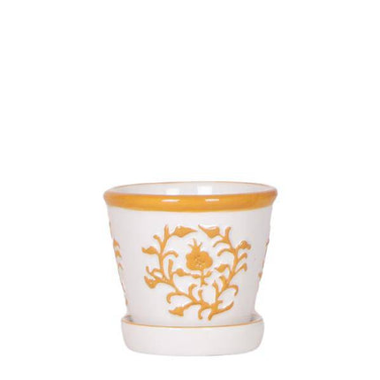 Malaga Übertopf – Orange – Ø6cm – Blumentopf aus Keramik – Handgefertigte Optik im mediterranen Stil – Mini – Pflanztopf für Zimmerpflanzen