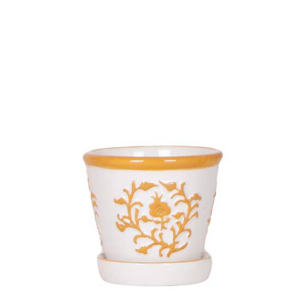 Malaga Übertopf – Orange – Ø6cm – Blumentopf aus Keramik – Handgefertigte Optik im mediterranen Stil – Mini – Pflanztopf für Zimmerpflanzen