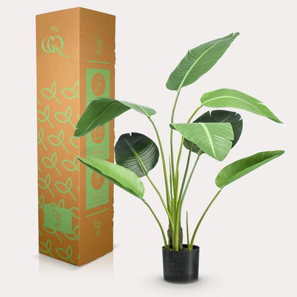 Strelitzia nicolai Paradiesvogelblume – Kunstpflanze – Zimmerpflanze – ↕120cm – Realistische Seidenblätter – Pflegeleicht & Dekorativ