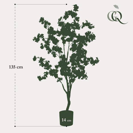 Kunstpflanze Prunus Kirschblüte Weiß – 135cm – Dekopflanze künstlich – täuschend echt – langlebige Blüten für Wohnzimmer Büro oder Event