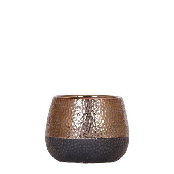 Keramik Blumentopf Kupfer – Pflanztopf Ø12cm – Übertopf glänzend für Zimmerpflanzen, Wohnzimmer, Küche, Büro & Innenräume