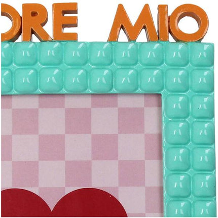 Bilderrahmen Amore Mio – Polyresin – Türkis – 13x18 cm – Romantischer Fotorahmen – Für Fotos & Dekoration – Liebevolles Design