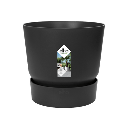 Topf Greenville Rund Schwarz – Ø14cm x H13cm – Moderner Pflanzkübel aus robustem Kunststoff – Blumentopf für Innen – und Außenbereich
