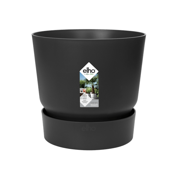 Topf Greenville Rund Schwarz – Ø14cm x H13cm – Moderner Pflanzkübel aus robustem Kunststoff – Blumentopf für Innen – und Außenbereich