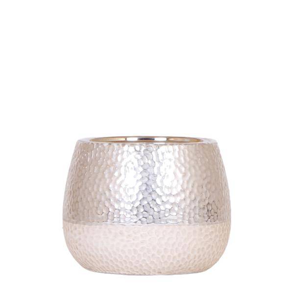 Elite Pflanztopf Silber Ø12cm – glänzender Keramik Übertopf – luxuriöser Blumentopf für Zimmerpflanzen & Kräuter