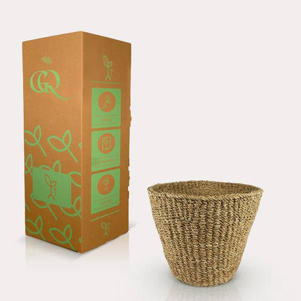 Korb – Blumentopf Jip Natur – Handgefertigt aus Seegras – Hellbraun – Größe M – H23cm x B26cm – Dekorativer Pflanzkorb im Boho- und Landhausstil