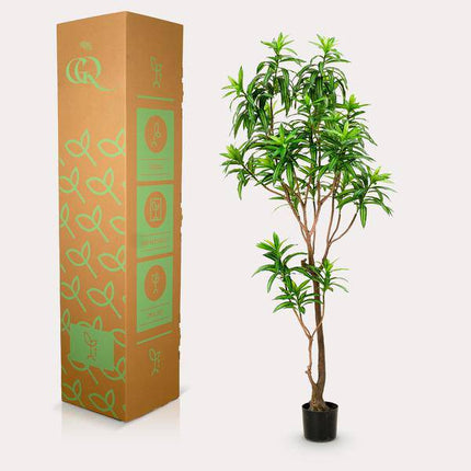 Kunstpflanze Dracaena ↕190cm – künstliche Grünpflanze für Wohnzimmer, Büro, Flur & pflegeleichte Deko