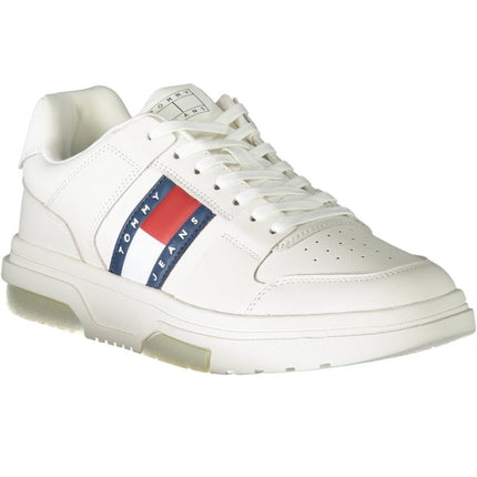 SEO. Tommy Hilfiger Herren - Sneaker Weiss – Sportschuhe mit grünen Details für Herbst/Winter - Weiß Linkreich