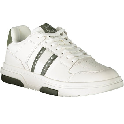 SEO. Tommy Hilfiger Herren - Sneaker Weiss – Sportschuhe mit grünen Details für Herbst/Winter - Weiß Linkreich