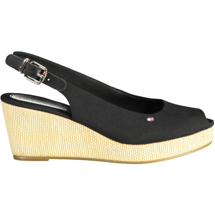 Tommy Hilfiger Damen Sandalen Schwarz – Mit 7 cm Absatz & Knöchelverschluss