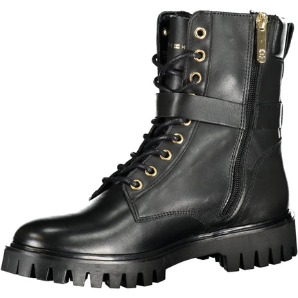 Tommy Hilfiger Stiefeletten Damen – Schwarzer Schuhstiefel mit Schnürung