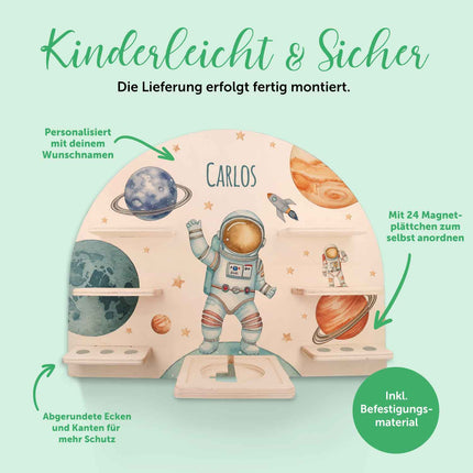 SEO. Toniebox Regal für Kinderzimmer - Astronaut - Personalisiert mit Namen - Linkreich