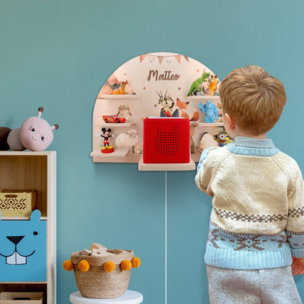 SEO. Toniebox Regal für Kinderzimmer - Camping - Personalisiert mit Namen - Linkreich