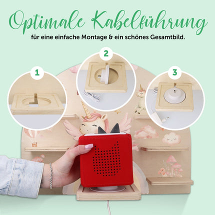 SEO. Toniebox Regal für Kinderzimmer - Einhorn - Personalisiert mit Namen - Linkreich