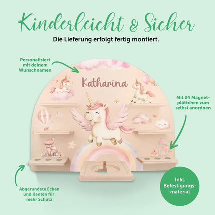 SEO. Toniebox Regal für Kinderzimmer - Einhorn - Personalisiert mit Namen - Linkreich