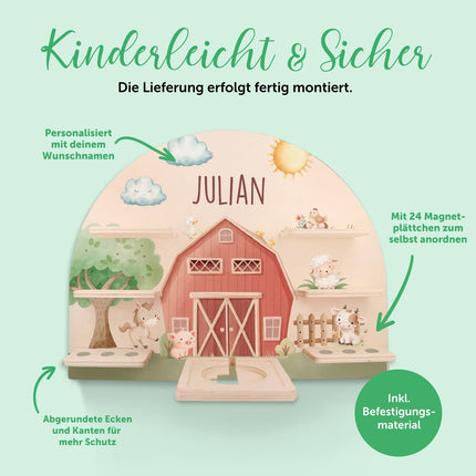 SEO. Toniebox Regal für Kinderzimmer - Farm - Personalisiert mit Namen - Linkreich