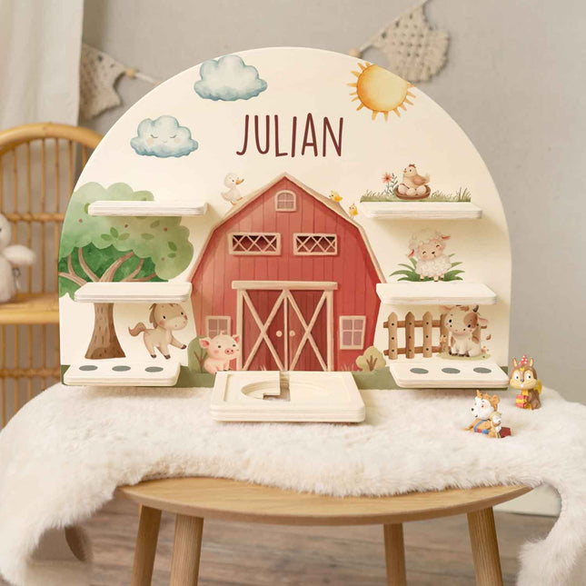 SEO. Toniebox Regal für Kinderzimmer - Farm - Personalisiert mit Namen - Linkreich