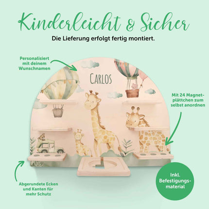 SEO. Toniebox Regal für Kinderzimmer - Giraffe - Personalisiert mit Namen - Linkreich