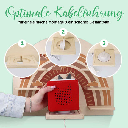 SEO. Toniebox Regal für Kinderzimmer - Regenbogen - Kinder Wandregal - Rot Linkreich