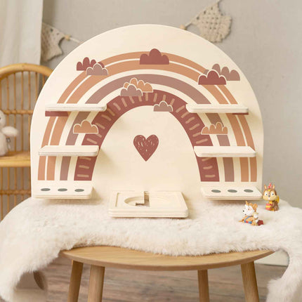 SEO. Toniebox Regal für Kinderzimmer - Regenbogen - Kinder Wandregal - Rot Linkreich