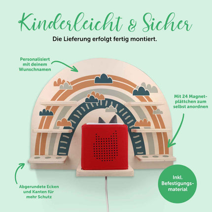 SEO. Toniebox Regal für Kinderzimmer - Regenbogen - Kinder Wandregal - Blau Linkreich
