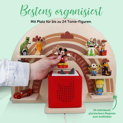 SEO. Toniebox Regal für Kinderzimmer - Regenbogen - Kinder Wandregal - Rot Linkreich