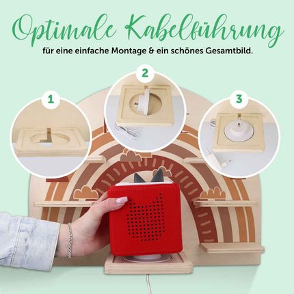 SEO. Toniebox Regal für Kinderzimmer - Regenbogen - Personalisiert mit Namen - Rot Linkreich