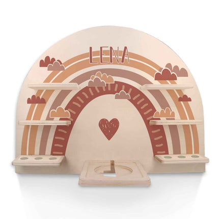 SEO. Toniebox Regal für Kinderzimmer - Regenbogen - Personalisiert mit Namen - Rot Linkreich
