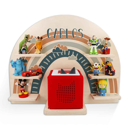 SEO. Toniebox Regal für Kinderzimmer - Regenbogen - Personalisiert mit Namen - Blau Linkreich
