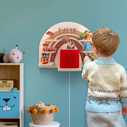 SEO. Toniebox Regal für Kinderzimmer - Regenbogen - Personalisiert mit Namen - Blau Linkreich