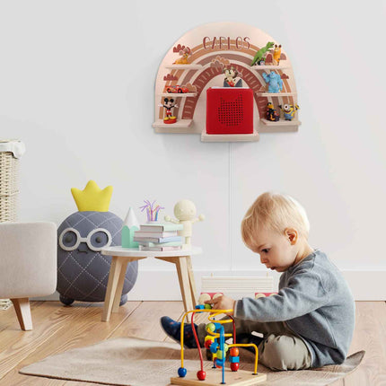 SEO. Toniebox Regal für Kinderzimmer - Regenbogen - Personalisiert mit Namen - Rot Linkreich