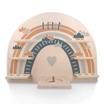 SEO. Toniebox Regal für Kinderzimmer - Regenbogen - Personalisiert mit Namen - Blau Linkreich