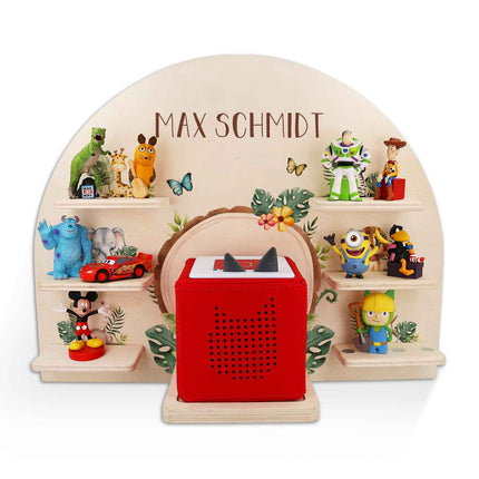SEO. Toniebox Regal für Kinderzimmer - Tiergruppe Safari - Personalisiert mit Namen - Linkreich