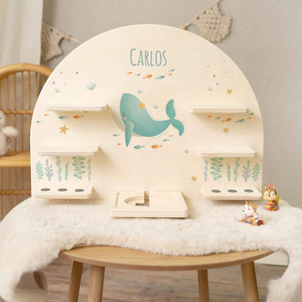 SEO. Toniebox Regal für Kinderzimmer - Wal - Personalisiert mit Namen - Linkreich