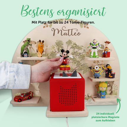 SEO. Toniebox Regal für Kinderzimmer - Waldtiere - Personalisiert mit Namen - Linkreich